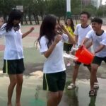 体操着がびしょ濡れ！！楽しそうに水遊びをする台湾の学生達を撮影した動画