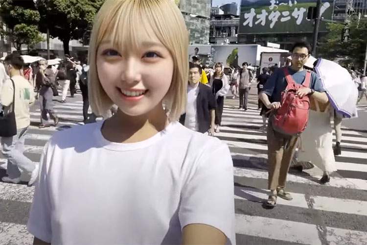 メントスコーラ パンチラ 顔はほぼAI…な、金髪ギャル系Youtuberがノーブラで渋谷スクランブル交差点を