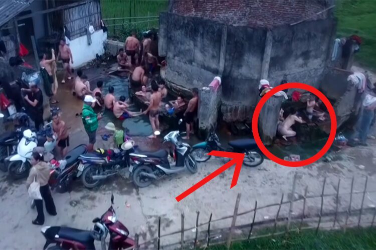 恐らくはベトナム辺りのほぼ混浴な温泉施設をドローンで撮影した動画